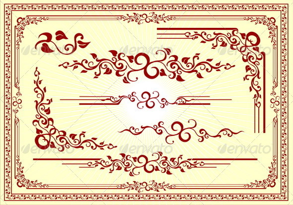 Floral Frame Ornament set - Borders Decorative
