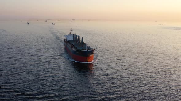 Aerial tracking of cruise ship in istanbul Bosphorus  alt