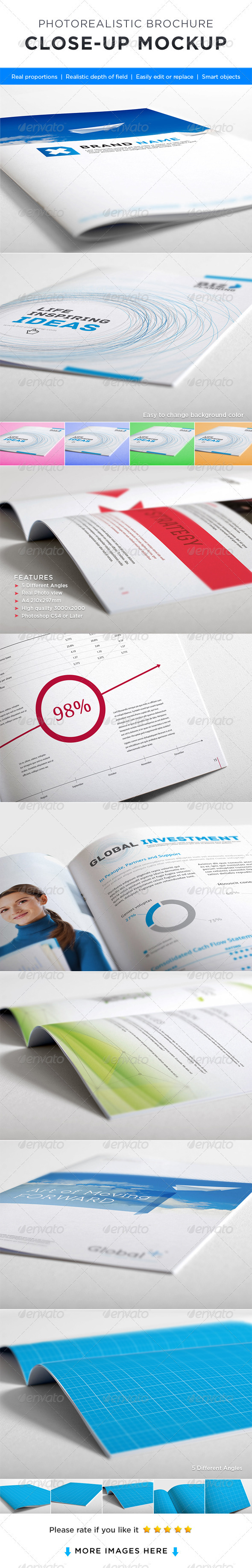 Photorealistic Brochure Close-up Mock-up