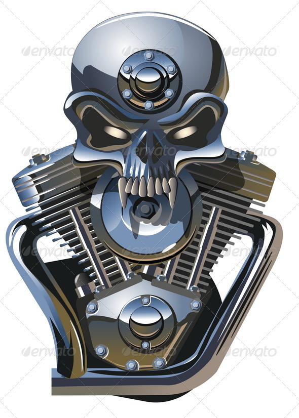 Metall Skull with Engine - Miscellaneous Conceptual