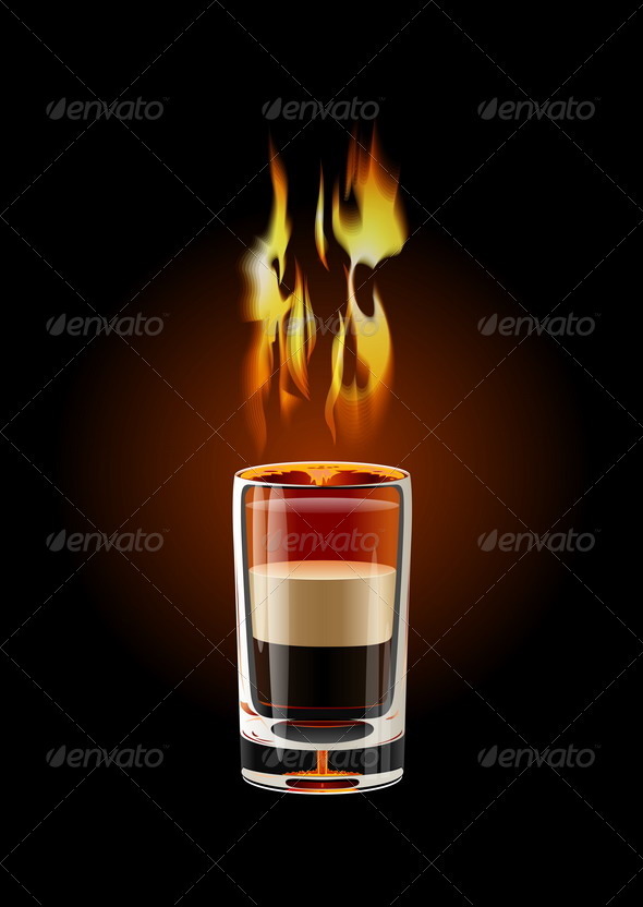Flaming Shot Cocktail - Food Objects