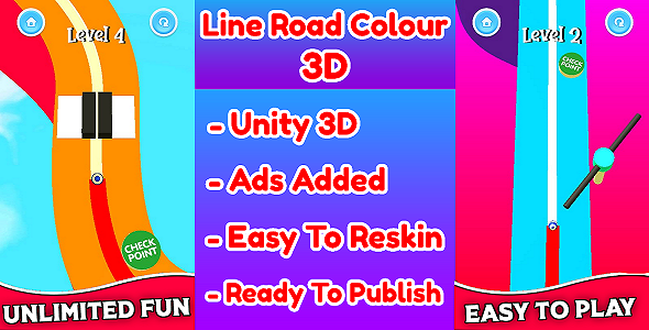 Line Road Colour 3D Game Unity Source Code (Template) With Ads Integrated