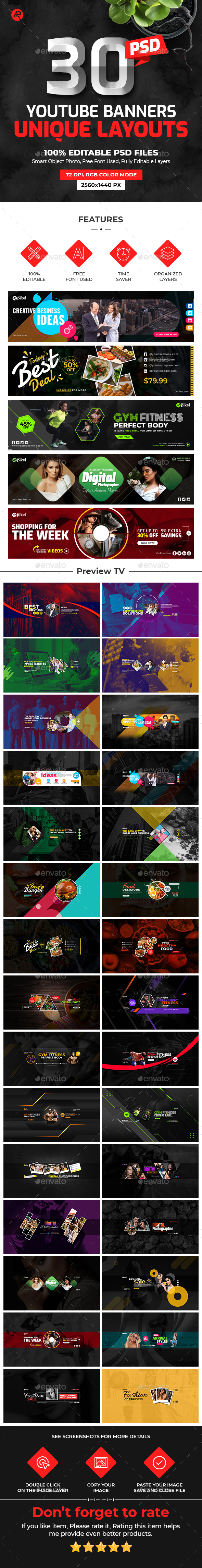 30-Youtube Multipurpose Cover Banners, Web Elements | GraphicRiver, image size:590x4578