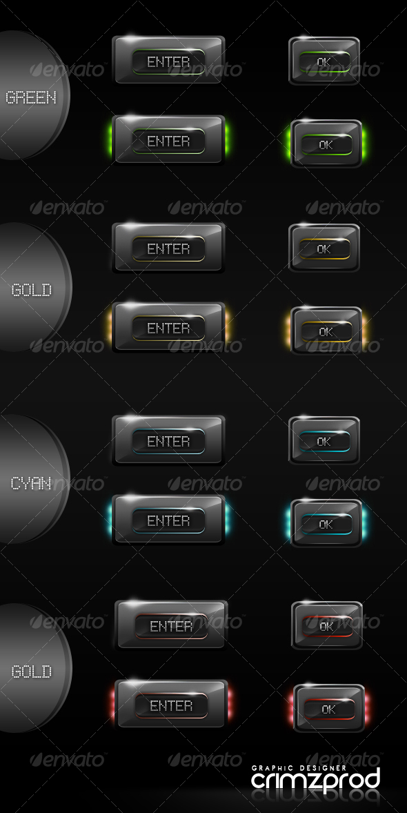 8 Glossy Hi-Tech Buttons - Buttons Web Elements