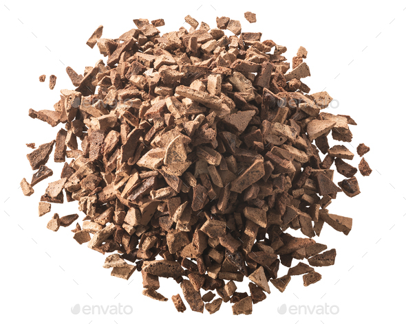 Freeze-dried chicory drink granules pile, paths, top