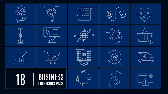 Business  Line Icons Video Displays template preview