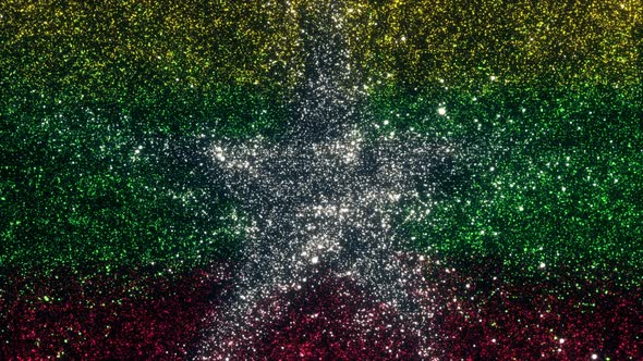 Myanmar Flag With Abstract Particles