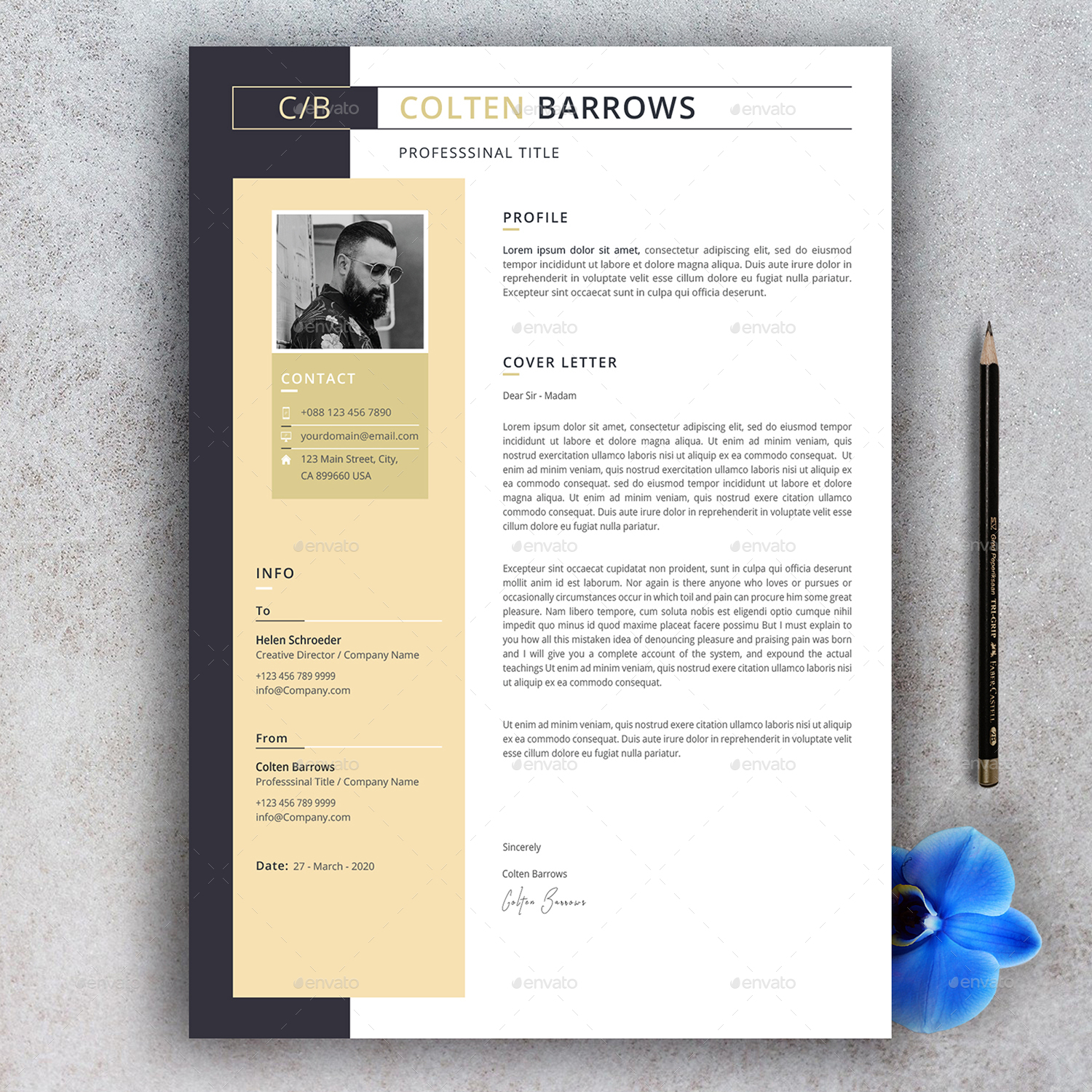 Creative Resume/CV (2 Page) + Cover Letter, Print Templates | GraphicRiver