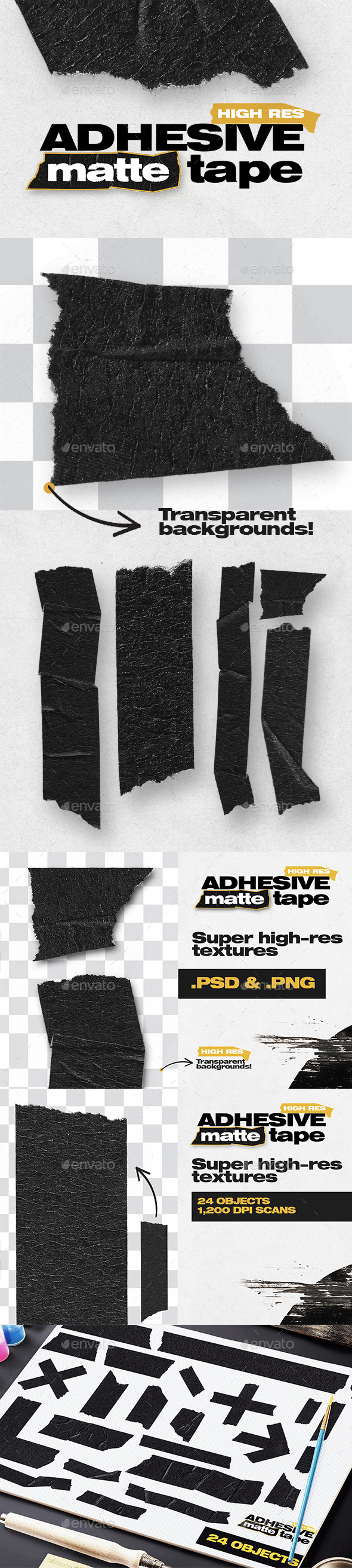 High Res Adhesive Matte Tape Objects