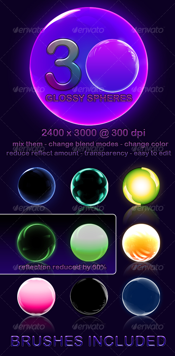 30 High Res Glossy Spheres