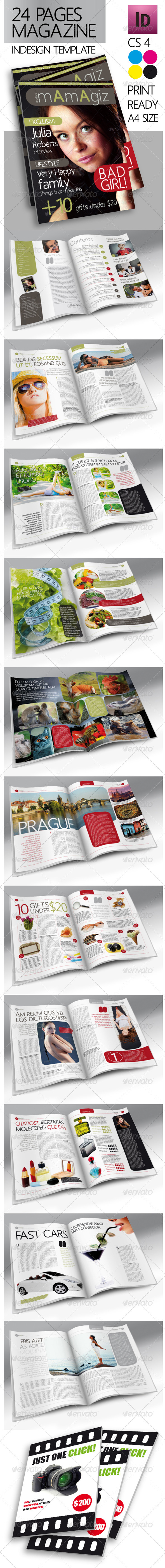 24 Pages Modern Magazine InDesign Template - Magazines Print Templates
