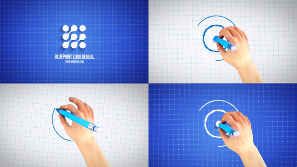 Hand Drawing Blueprint Logo Reveal