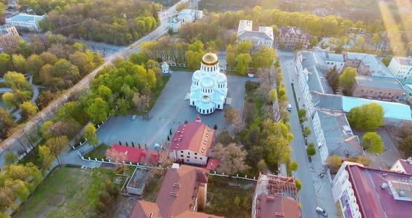 Panoramic Aerial drone view of city