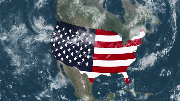 4K Globe Map of USA with a flag (Highlighted) alt