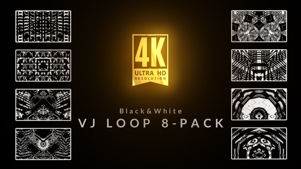 Black and White VJ Loop 8-pack