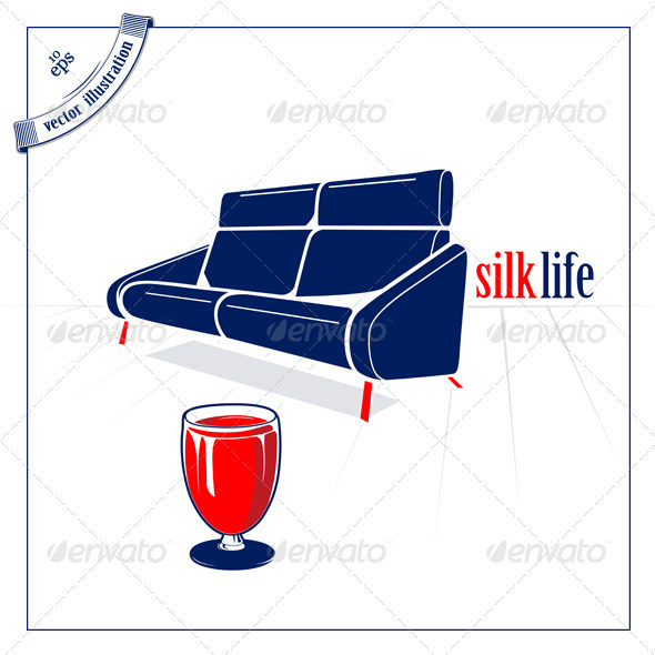 Soft Sofa And Glass Of Red Wine