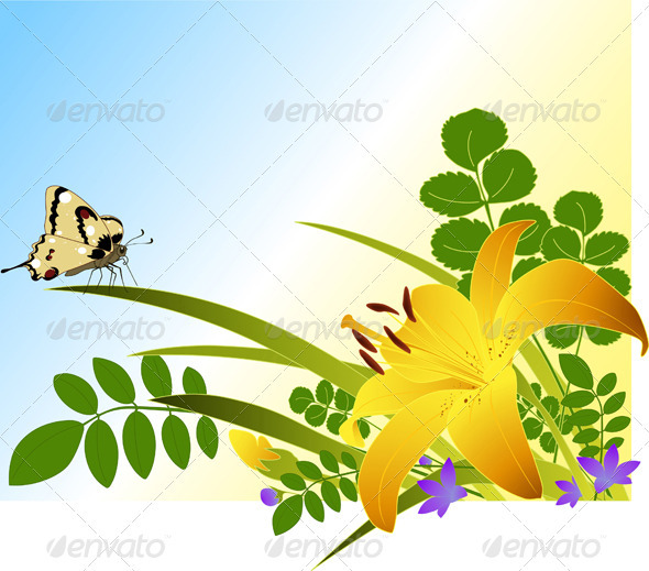 Floral Background with Lily - Flowers & Plants Nature