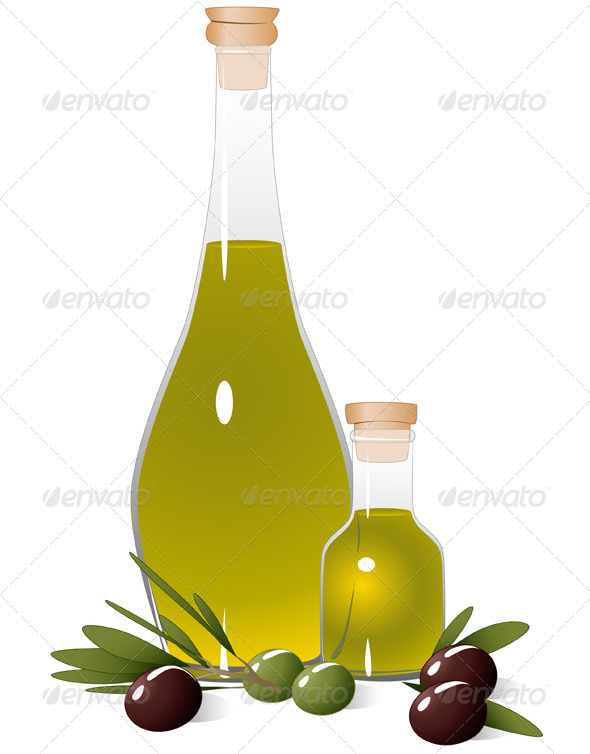 Bottle with Olive Oil - Food Objects
