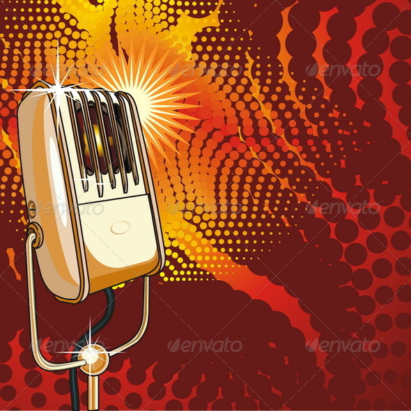 Vintage Microphone on Abstract Background - Seasons/Holidays Conceptual