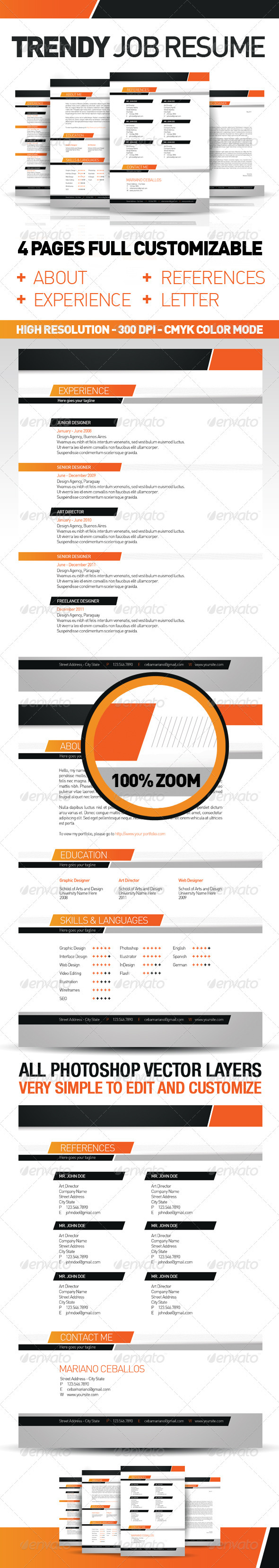 Trendy Job Resume Set - Resumes Stationery