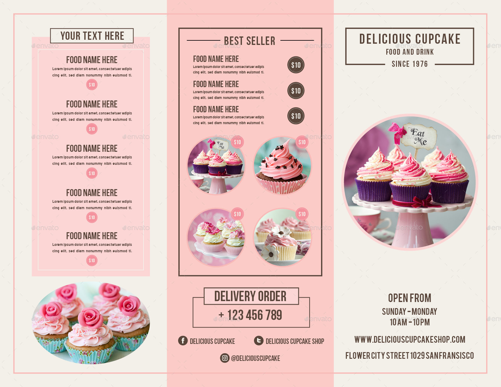 TriFold Cupcakes Menu Vol. 3, Print Templates | GraphicRiver