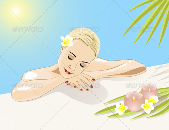 Resting Girl in Swimming Pool - People Characters