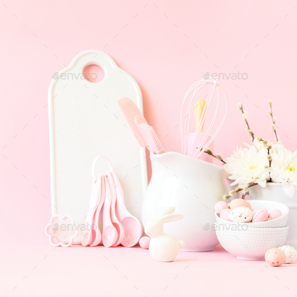 Easter baking background.Concept of cooking traditional festive food - Stock Photo - Images