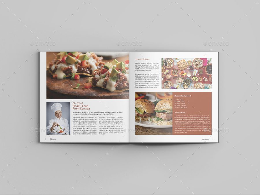 Square Cookbook magazine / Brochure Template by alhaytar | GraphicRiver