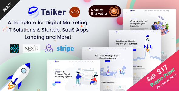 Taiker - React Next IT Startups & SEO Agency Template