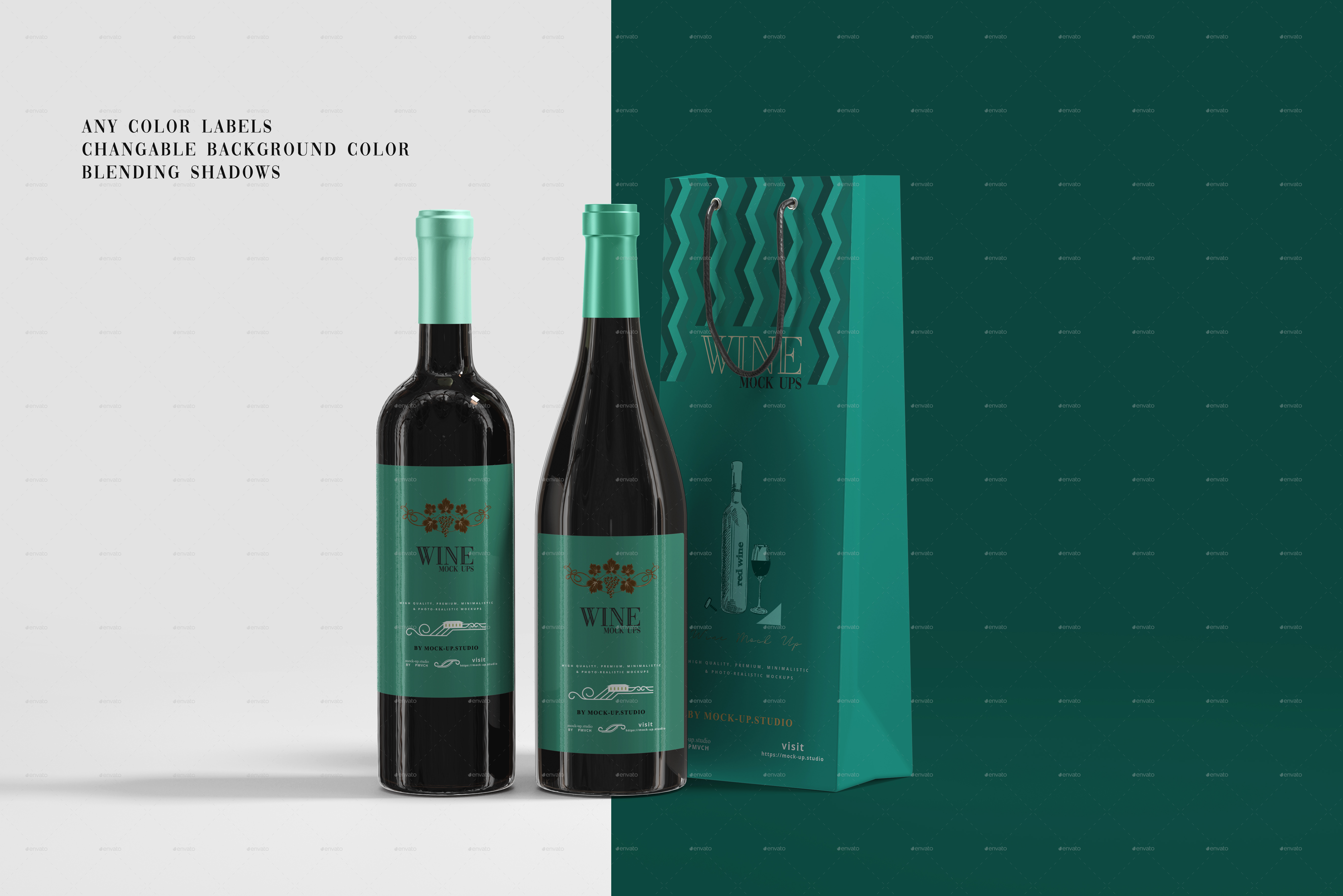 Download Wine Bottles & Bag Mockups by mock-upstudio | GraphicRiver