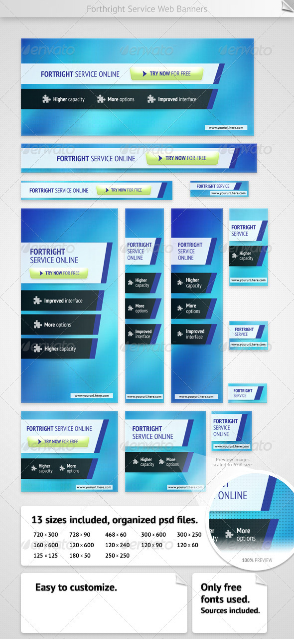 Fortright Service Web Banners - Banners & Ads Web Elements