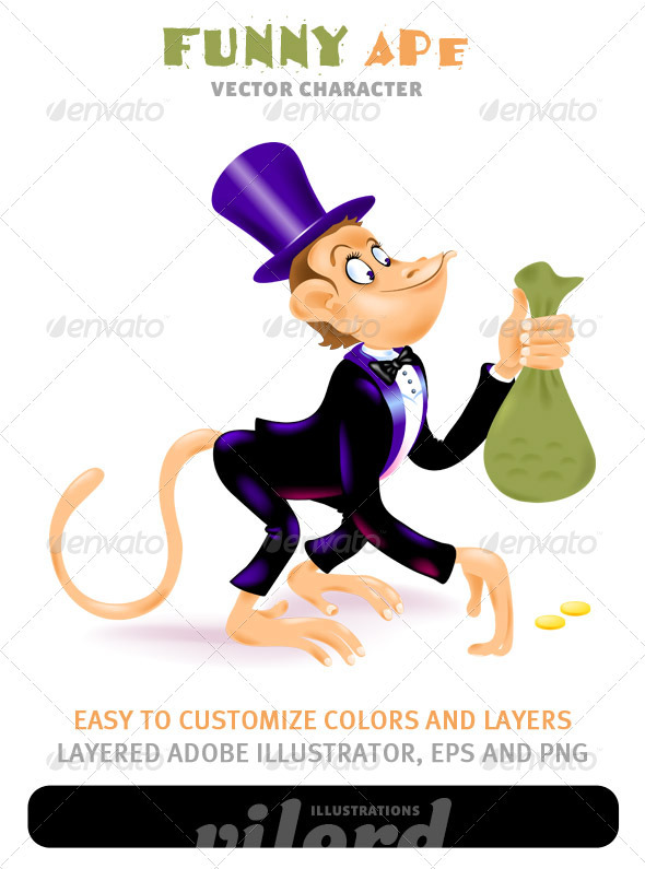 Funny Ape Mascot - Animals Characters
