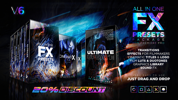 FX Presets Pack: Effects, Transitions, Titles, LUTs, Duotones, Sounds