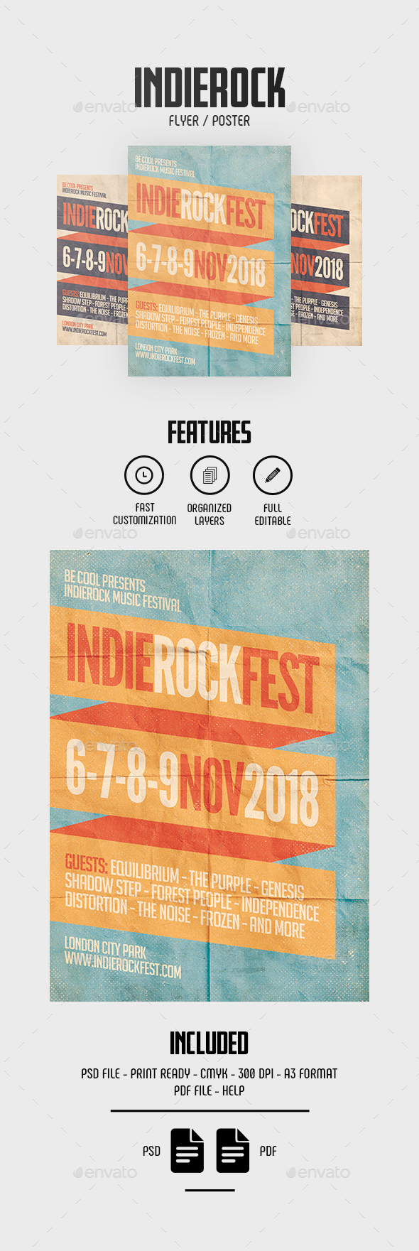 Indierock Festival Flyer Poster By Be Cool Graphicriver