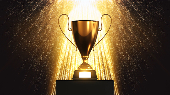 3D Trophy with Gold Particles Background by MUS_GRAPHIC_ | VideoHive