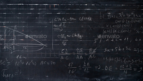 Maths formulas written by white chalk on the blackboard background. Stock  Photo by erika8213