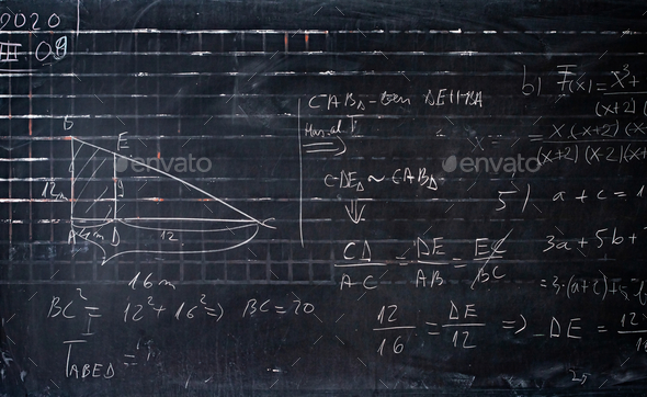Maths formulas written by white chalk on the blackboard background. Stock  Photo by erika8213