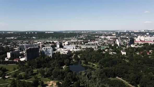 The City of Chisinau Filmed From Above with a Drone in Summer Wonderful View of a Developing City alt