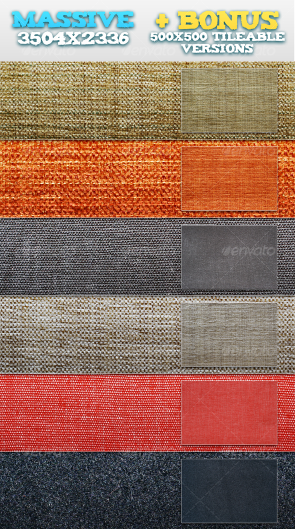 6 Plain Fabrics + BONUS Tileable Versions - Fabric Textures