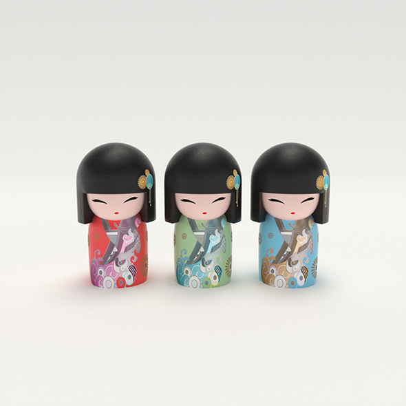 Japanese Wooden Dolls - 3Docean 26302930