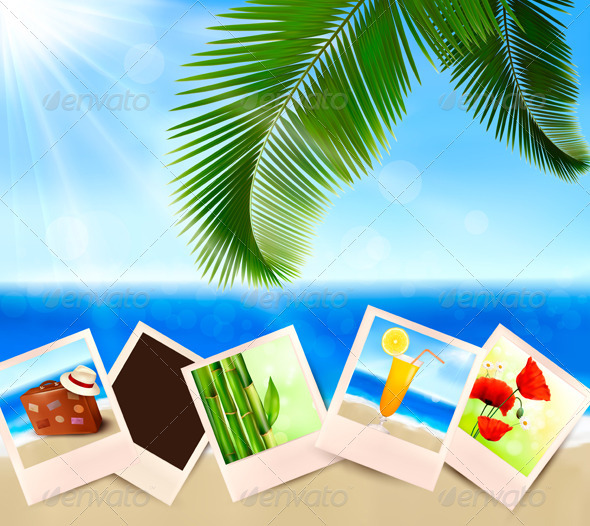 Photos from holidays on a seaside. Summer holidays - Travel Conceptual