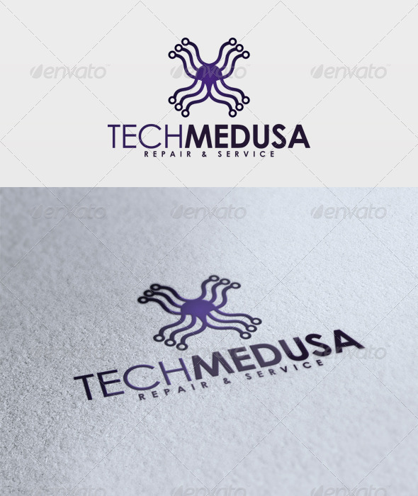 Tech Medusa Logo - Vector Abstract