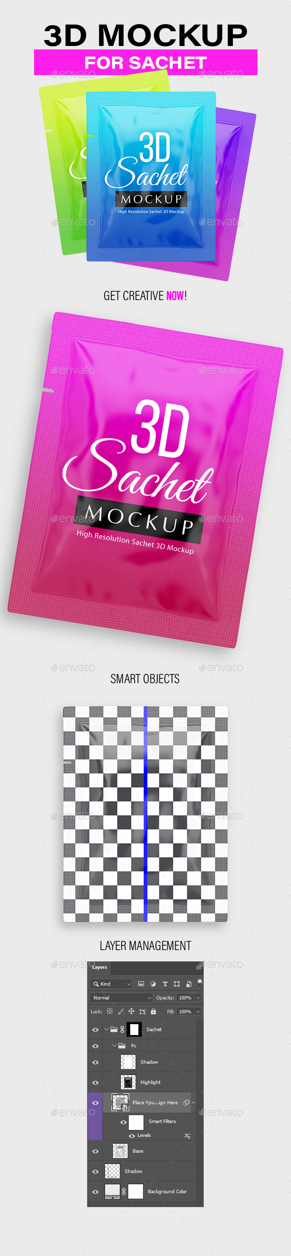 Download 3D Sachet Mockup High Resolution Photoshop Smart Object by mosumart