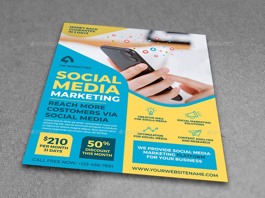 Social Media Marketing Flyer Template, Print Templates | GraphicRiver