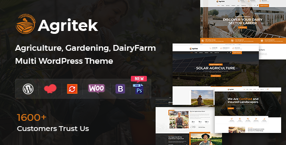 Agritek - Agriculture, Dairyfarm and Gardening WordPress Theme