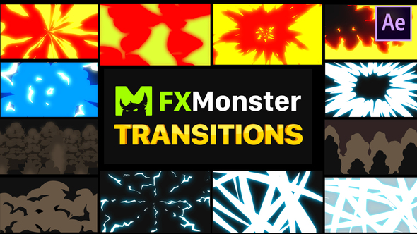 Cartoon Action Transitions - VideoHive 26031247