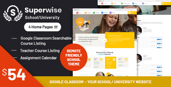 Superwise Modern Education And Google Classroom Wordpress Theme