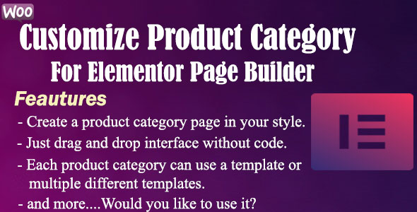 Customize Product Category For Elementor Page Builder