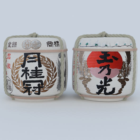 Japanese Sake Barrels - 3Docean 26318723
