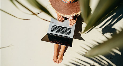 Freelancer working remote in tropics
